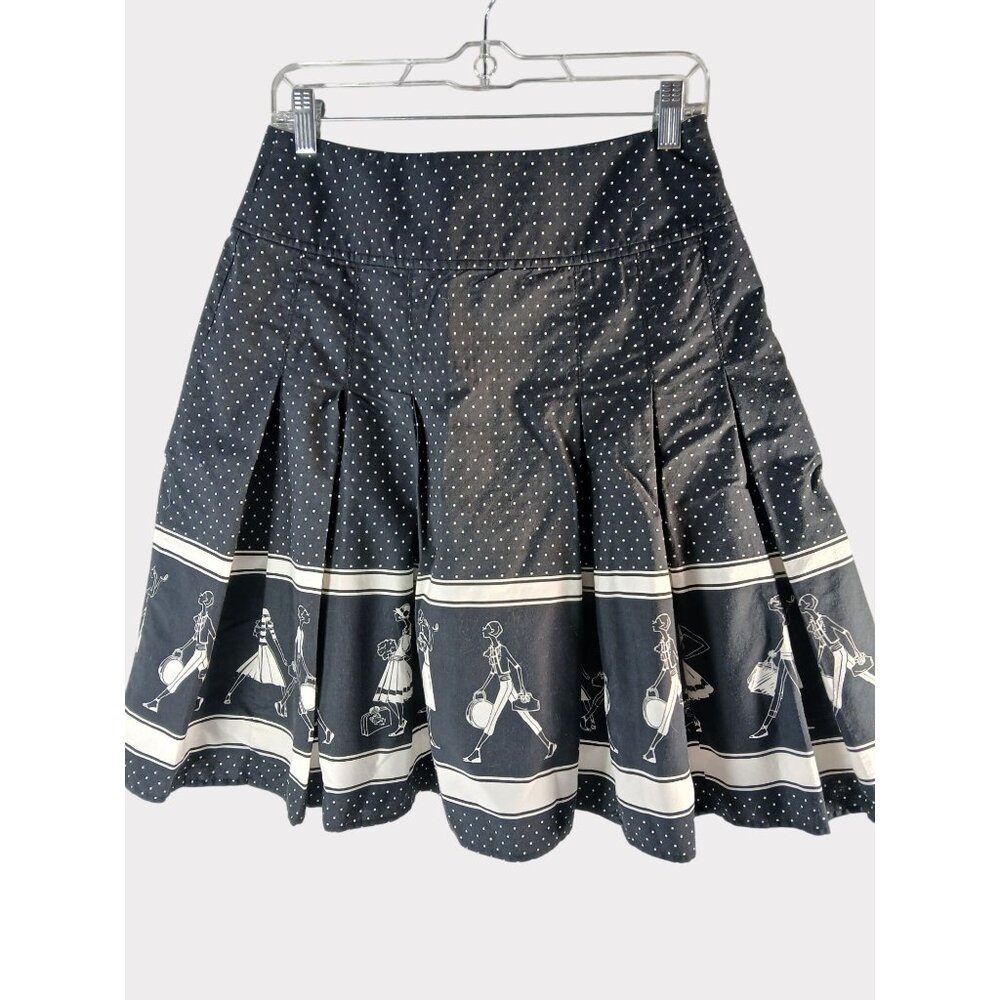 Vintage Liz Claiborne Black Polka Dot Pleated Skirt Size 8 P Petite Border Print - Picture 5 of 10